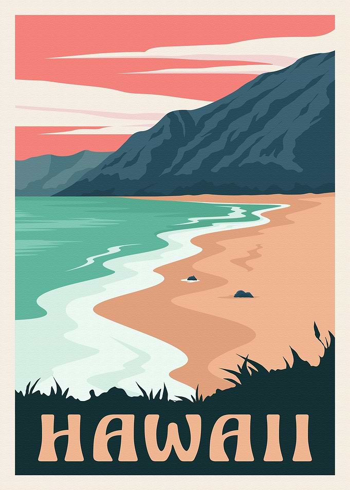 Hawaii beach vintage