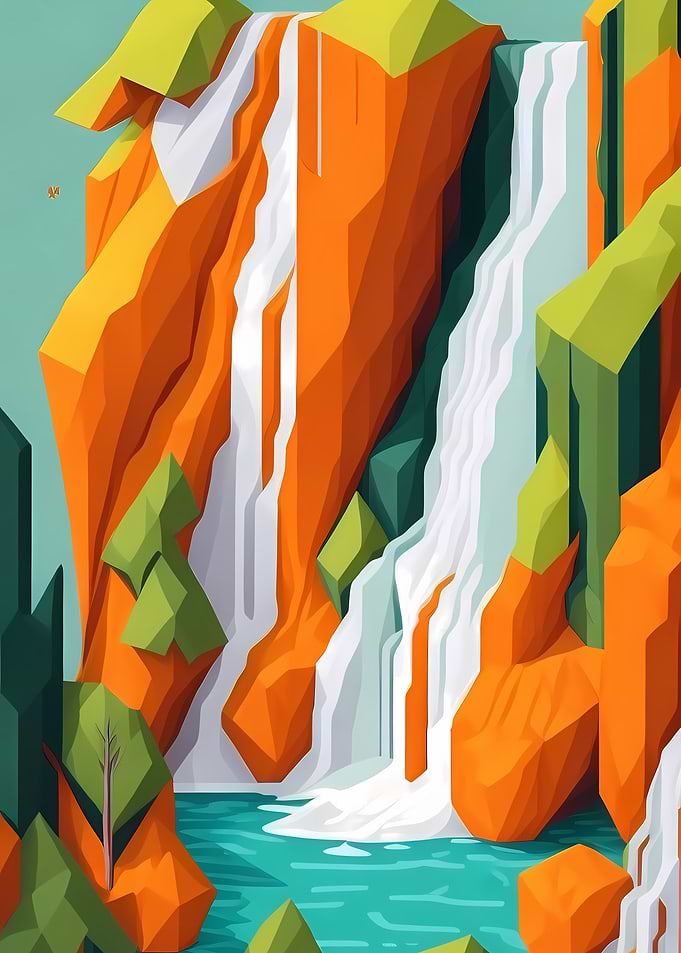 Geometric Rocky Waterfall