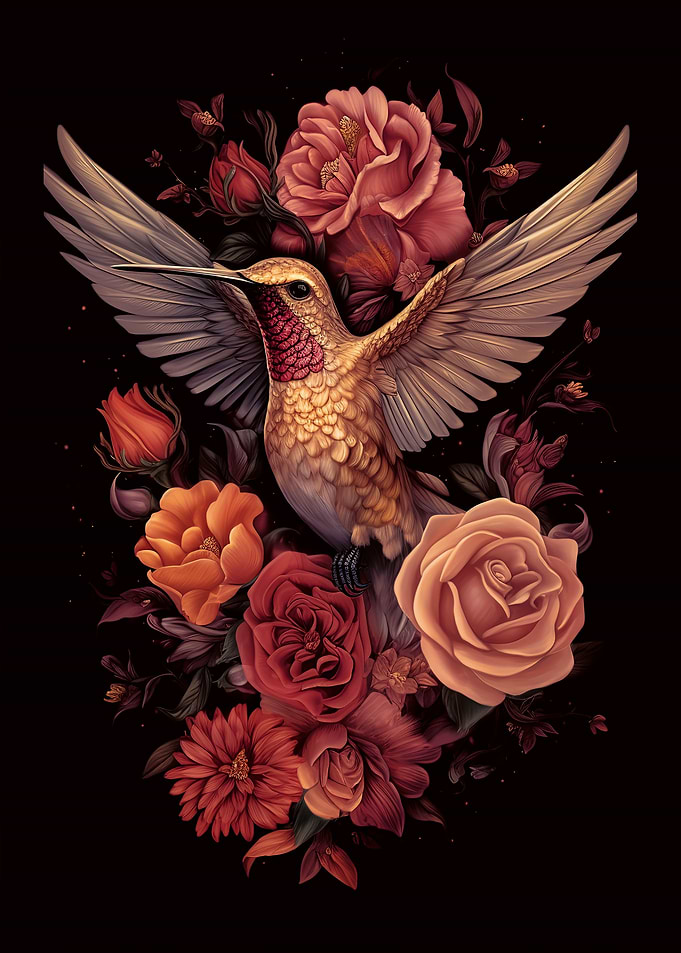 A humming bird on flower