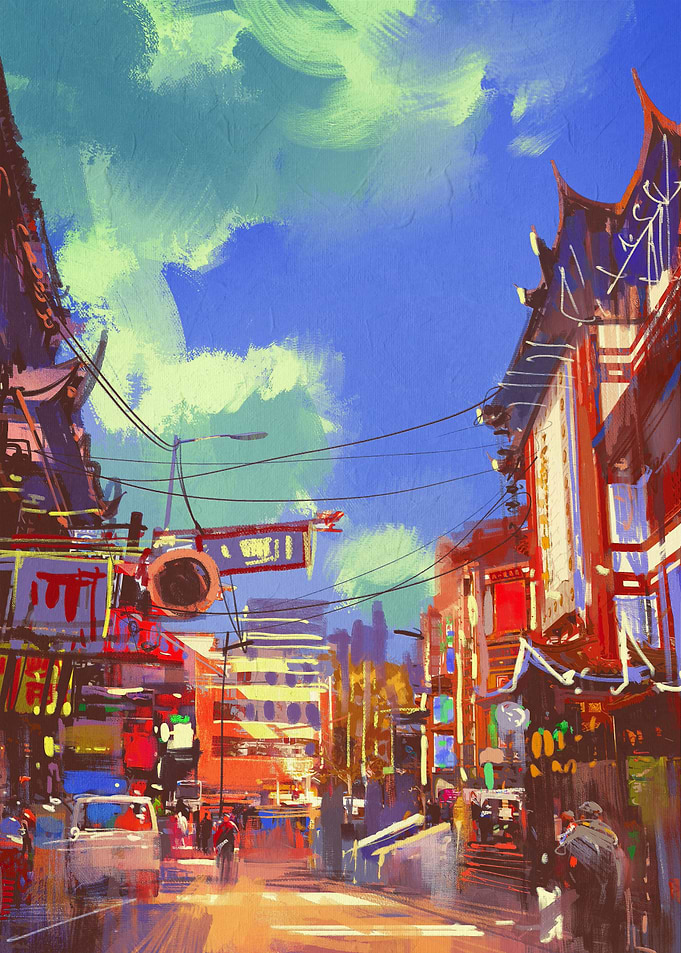 painting of shopping