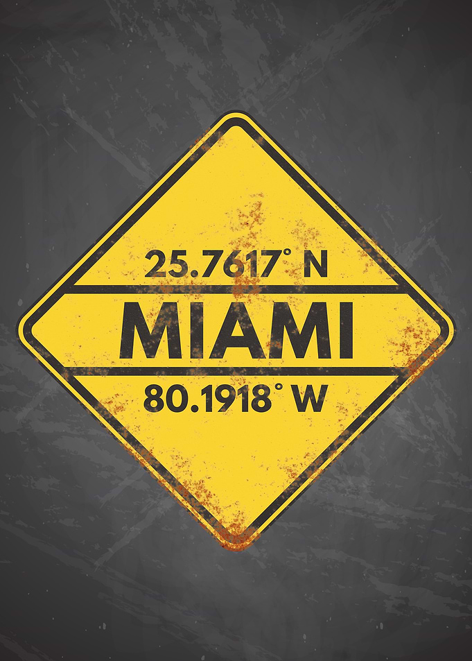 Vintage Miami Road Sign