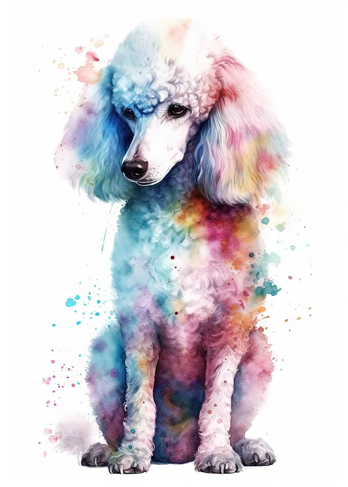 Watercolor Poodle Painting