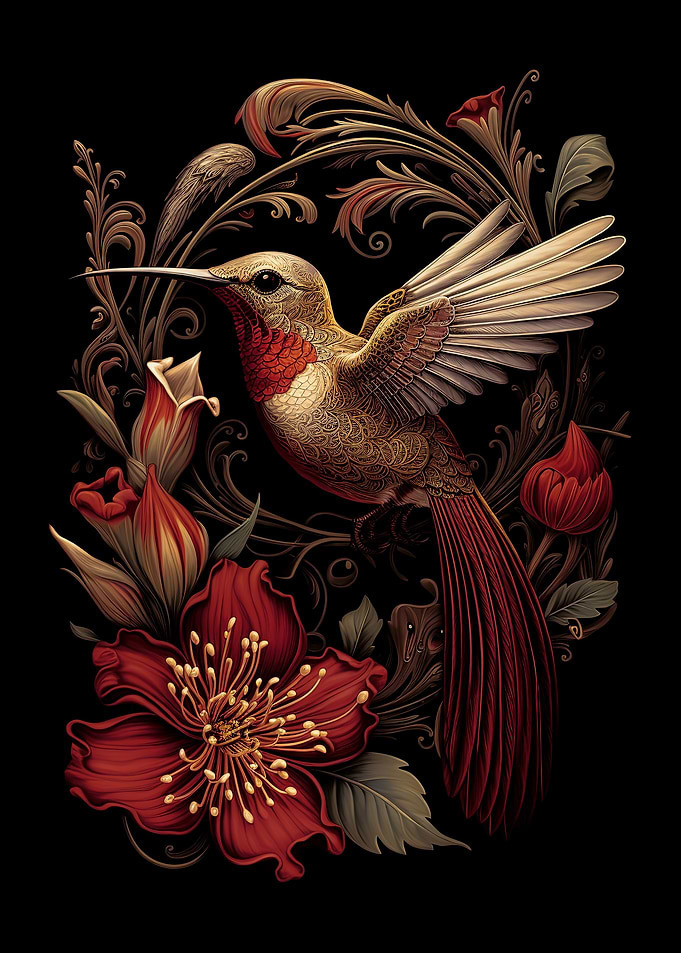 A humming bird on flower