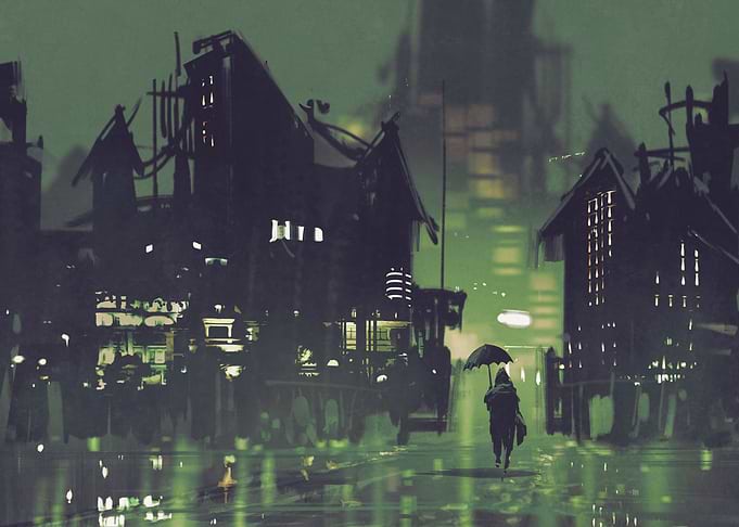 dark city at night