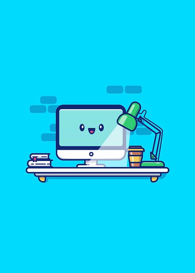 Cute Computer in Workspace