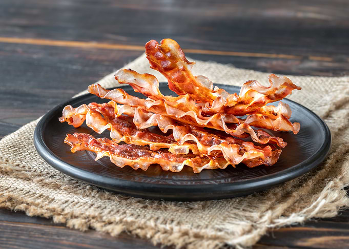 Fried bacon strips