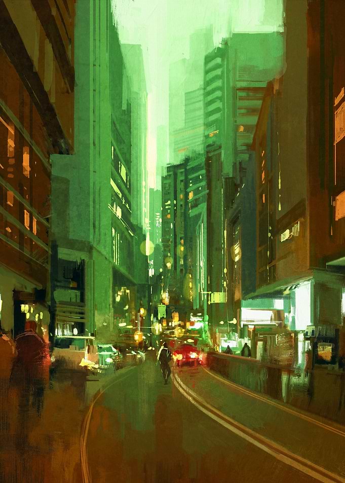 urban city at evening