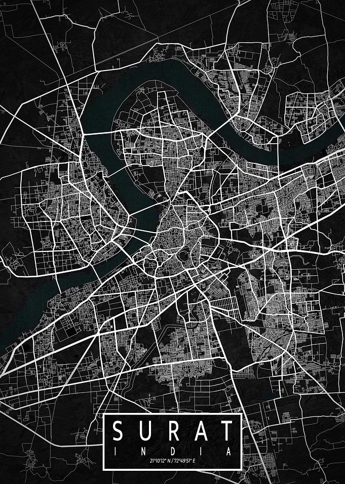 Surat City Map Dark