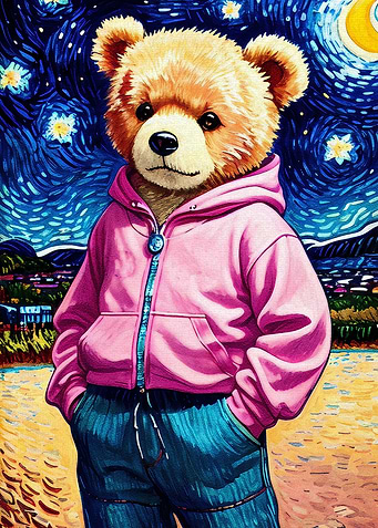 cute pink bear art