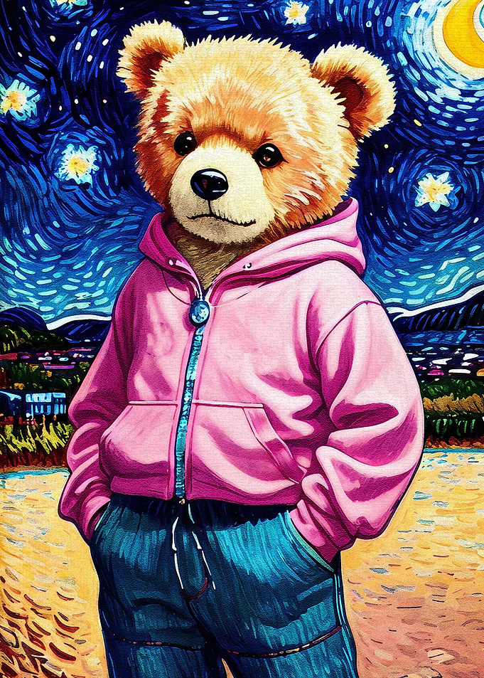 cute pink bear art