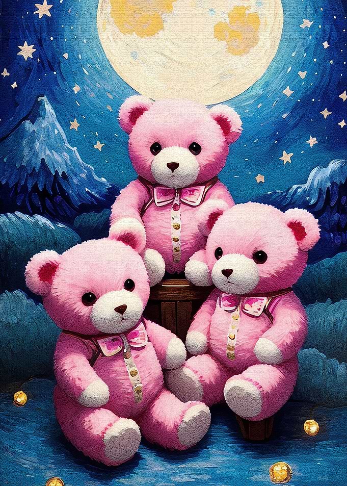 cute pink bear art