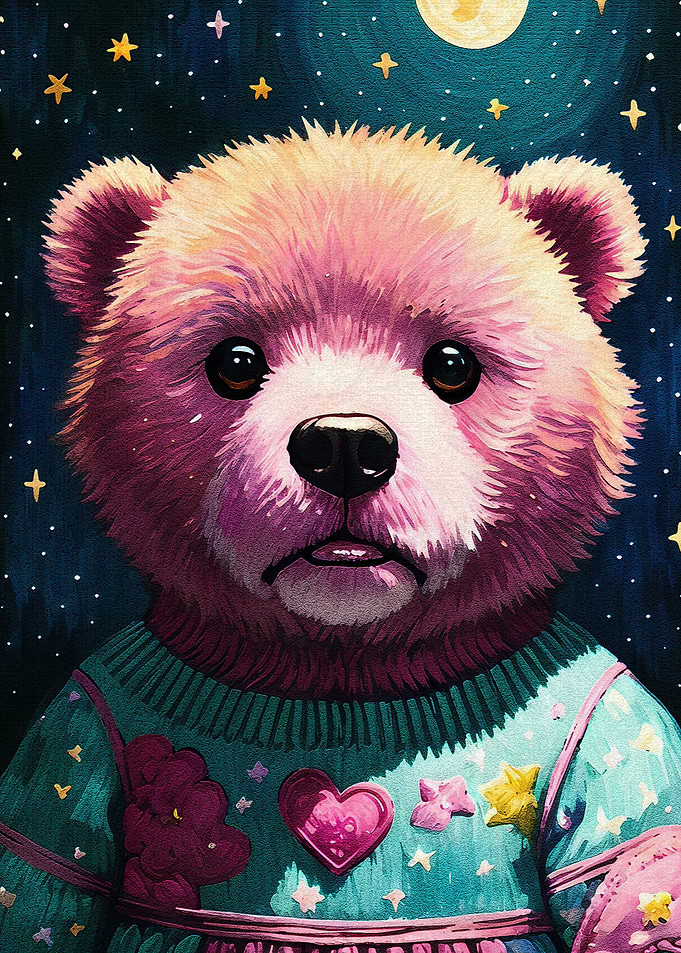 cute pink bear art