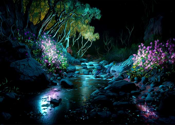 Colorful Forest In Night