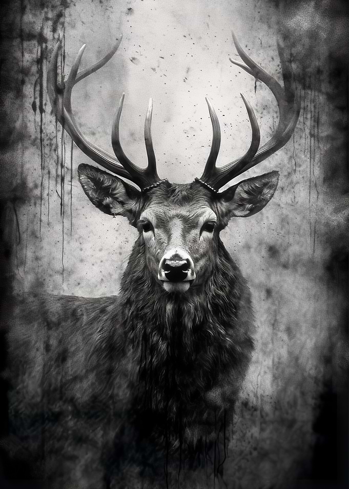 Deer Black and White