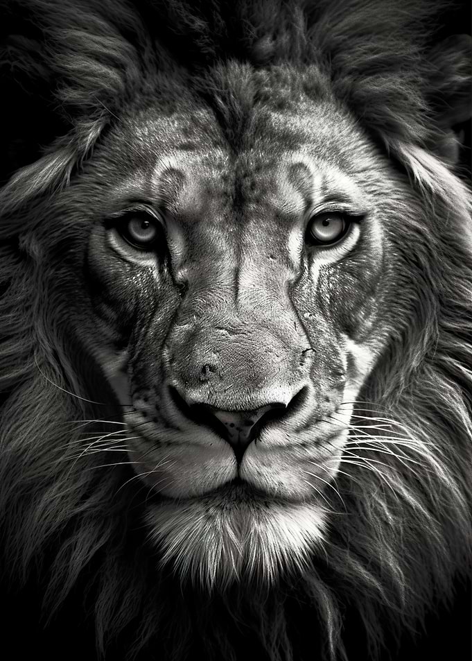 Lion Black and White