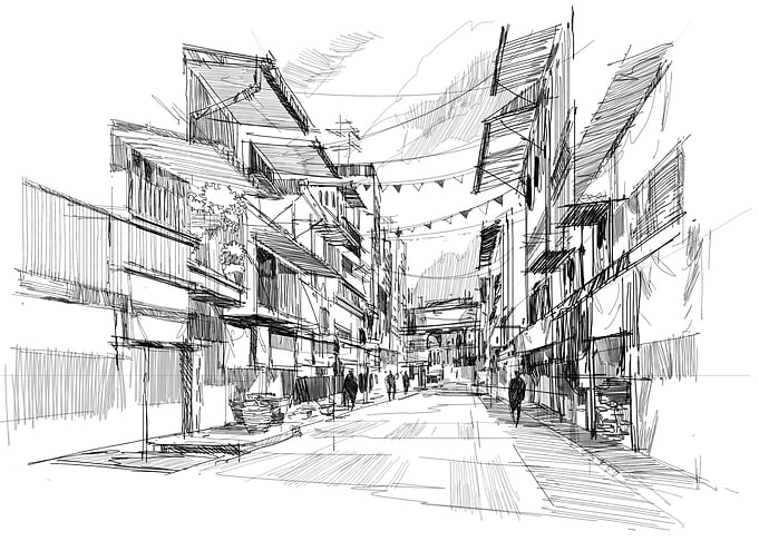 sketch old street