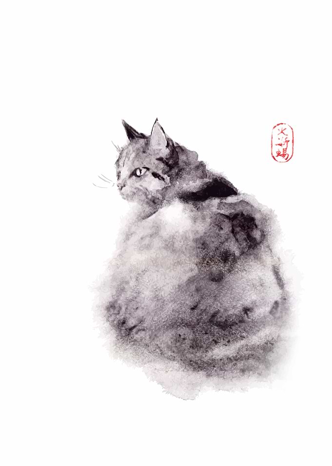 Watercolor Cat Painting