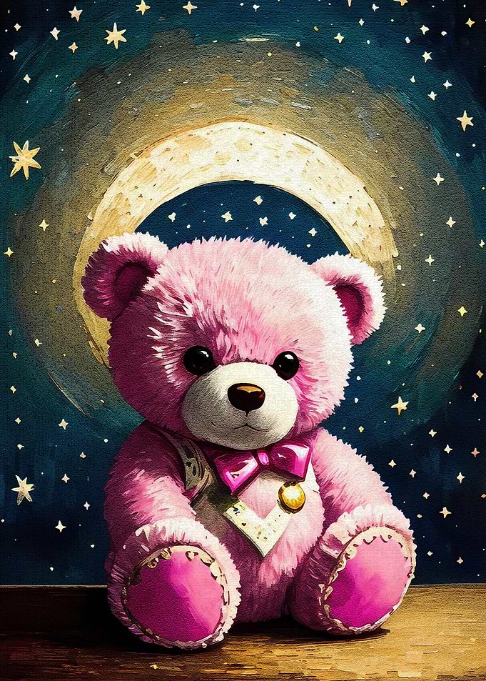 cute pink bear art