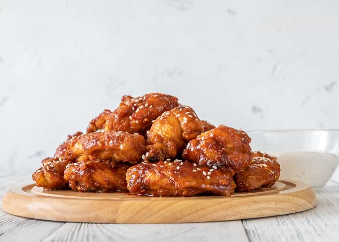 Orange glazed chicken wing