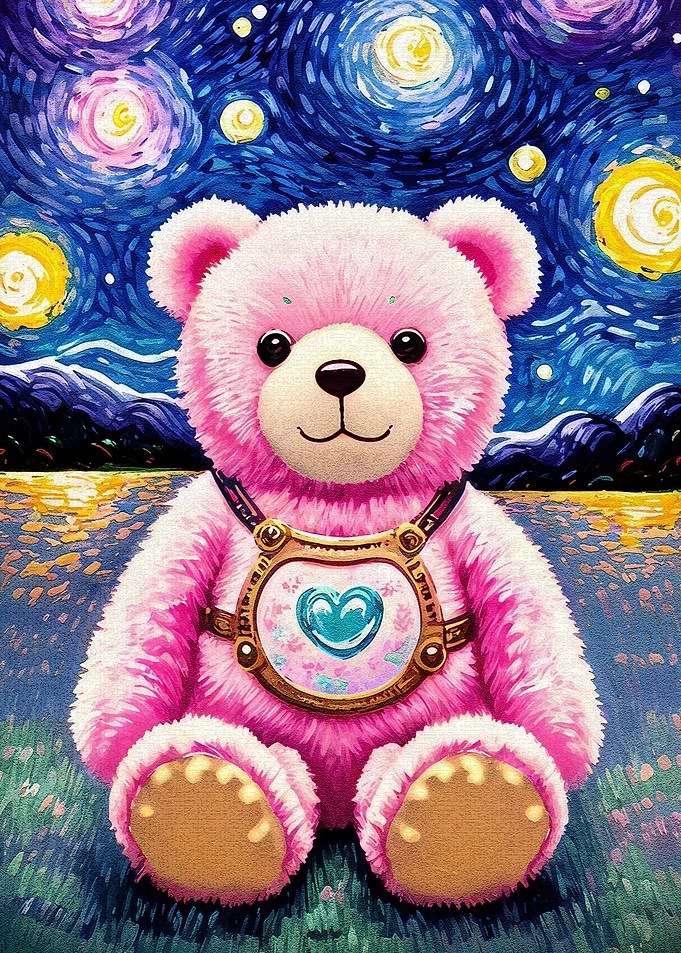 cute pink bear art