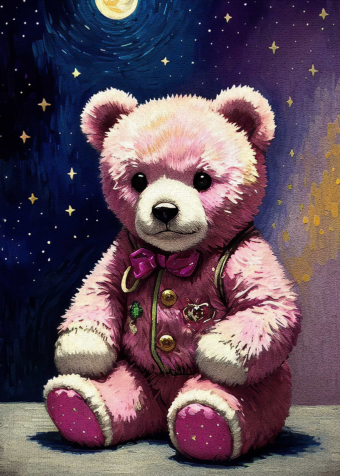 cute pink bear art