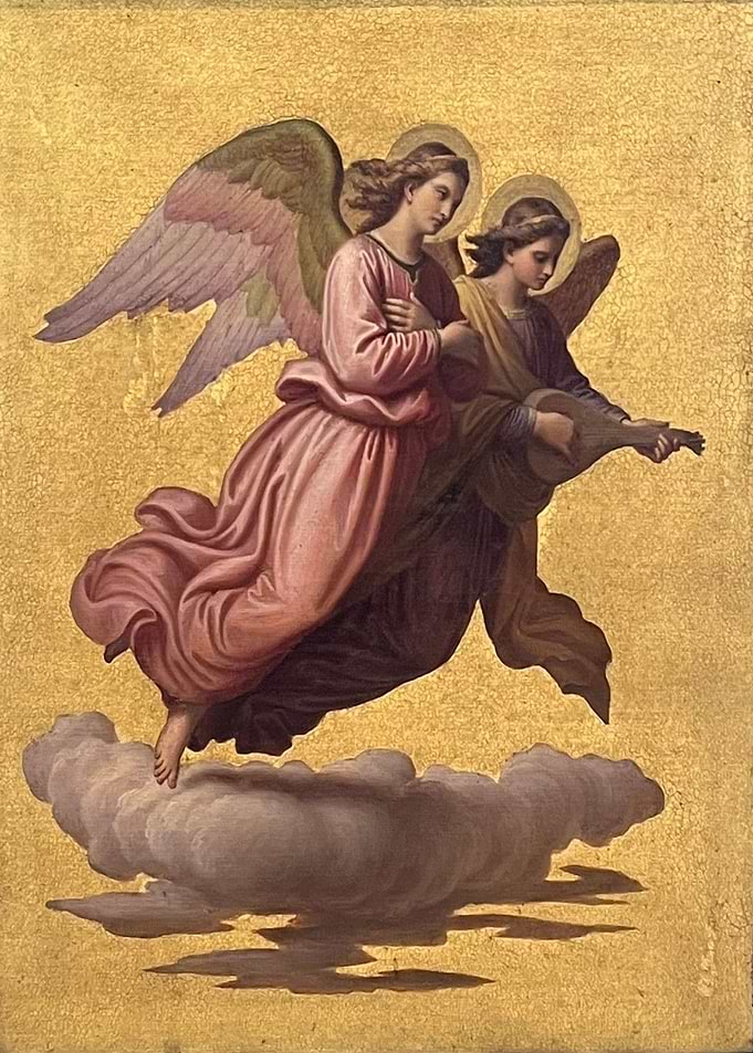 Two angels floating