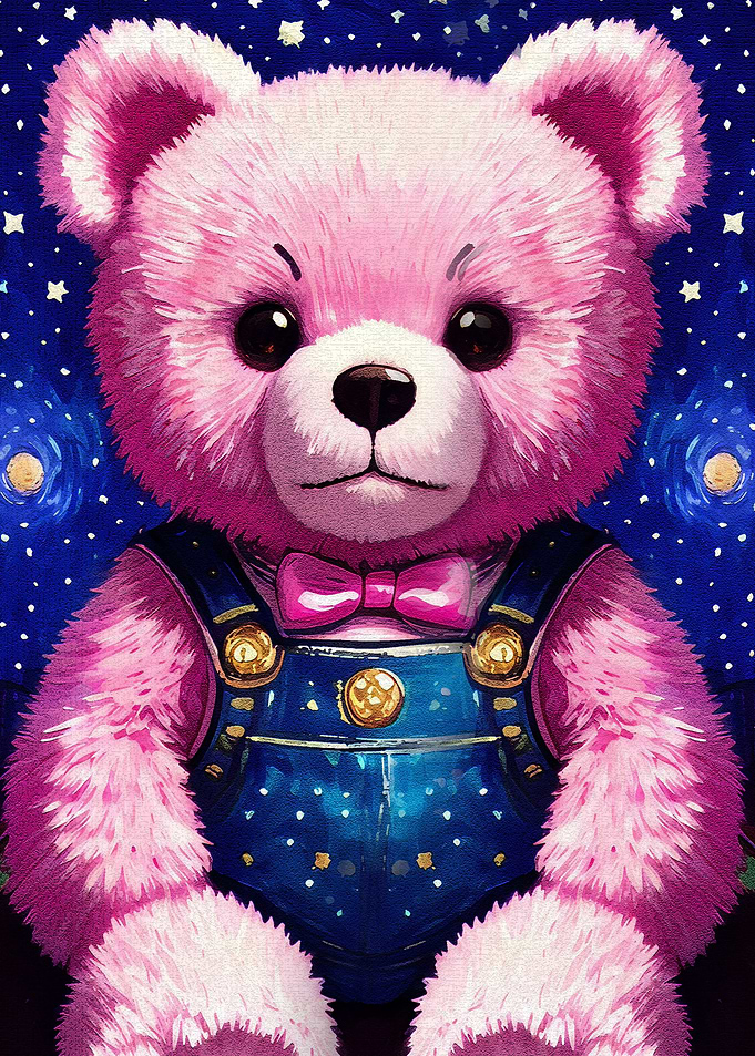 cute pink bear art
