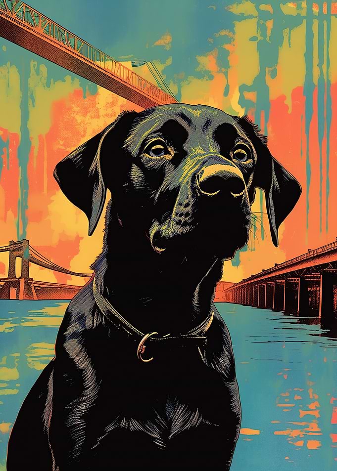 Shadowed Guardian Dog Art