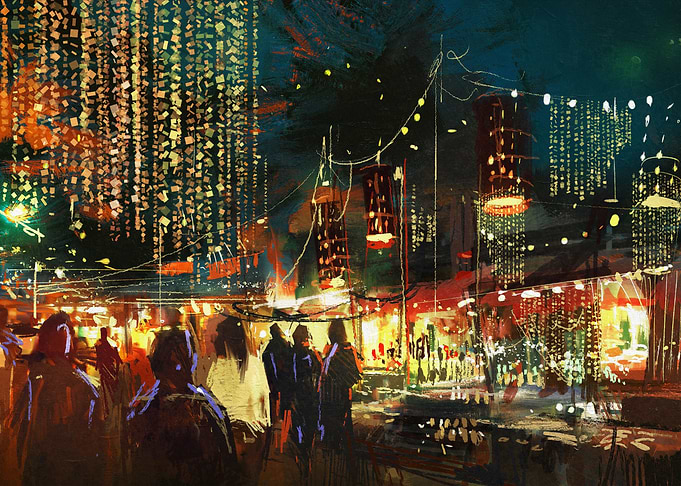 street city with colorful