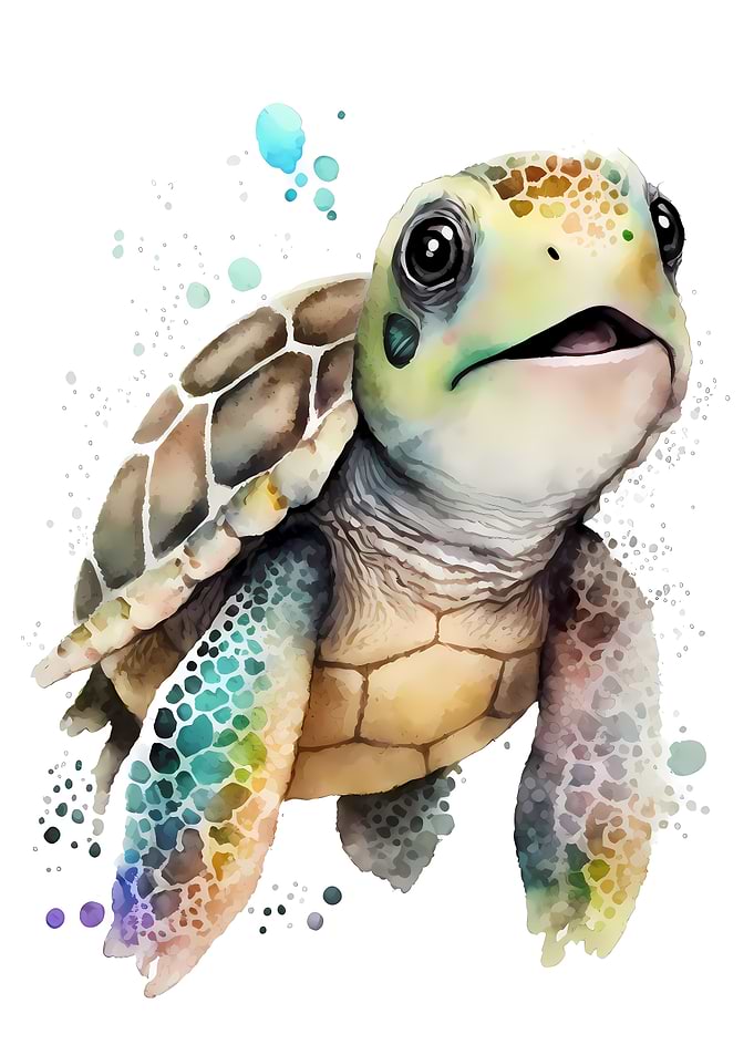 Cute Baby Turtle Swimming
