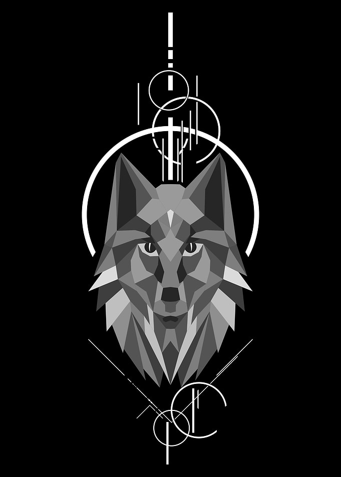 wolf geometric poster