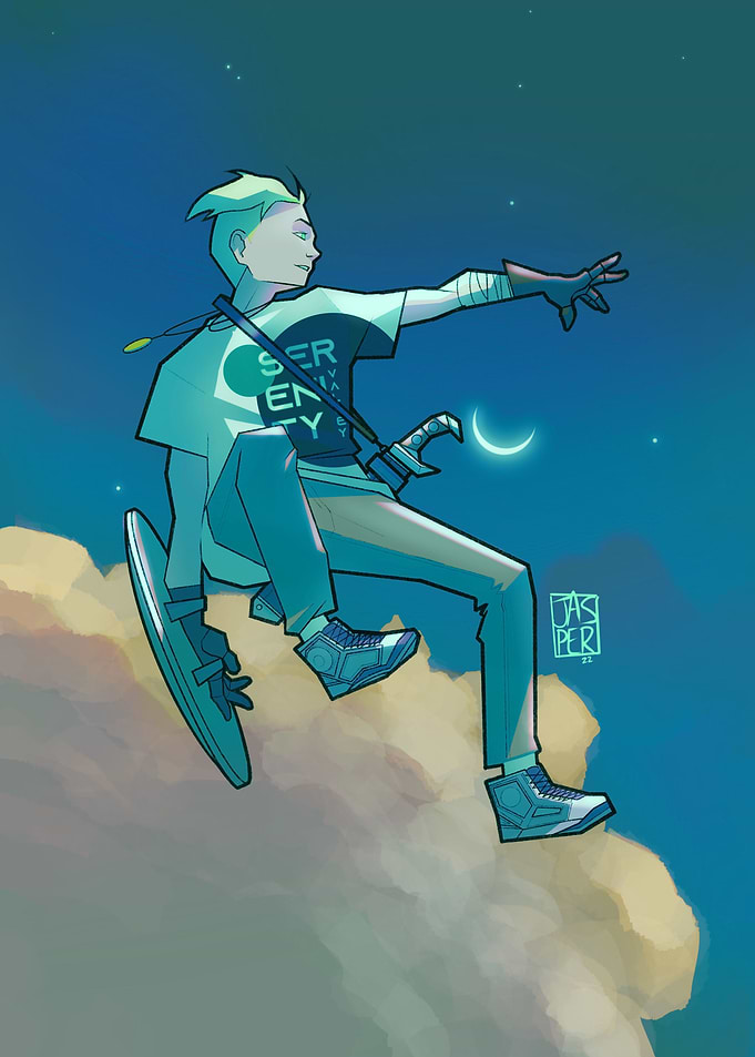 Boy reaching for the sky