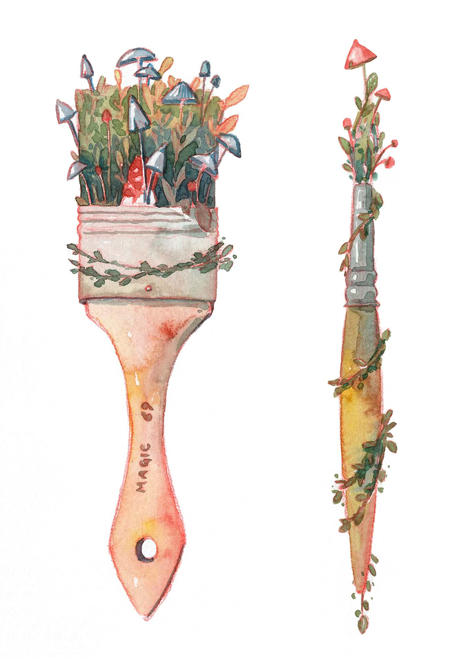 Blooming paint brushes
