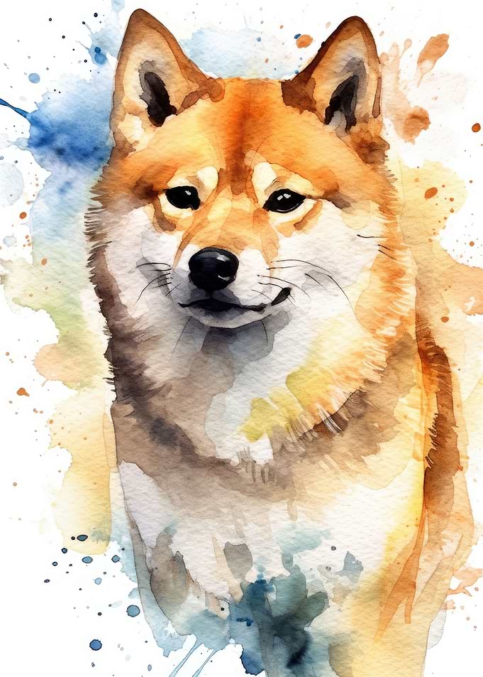 shiba inu watercolor
