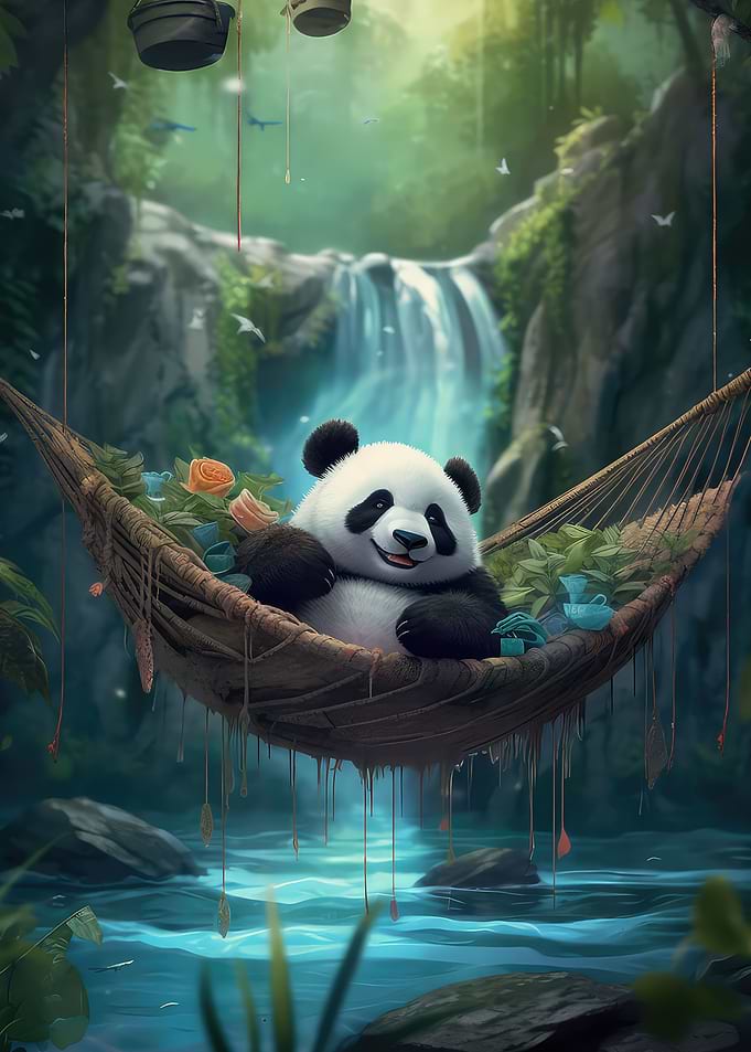 Panda in Hammock Waterfall