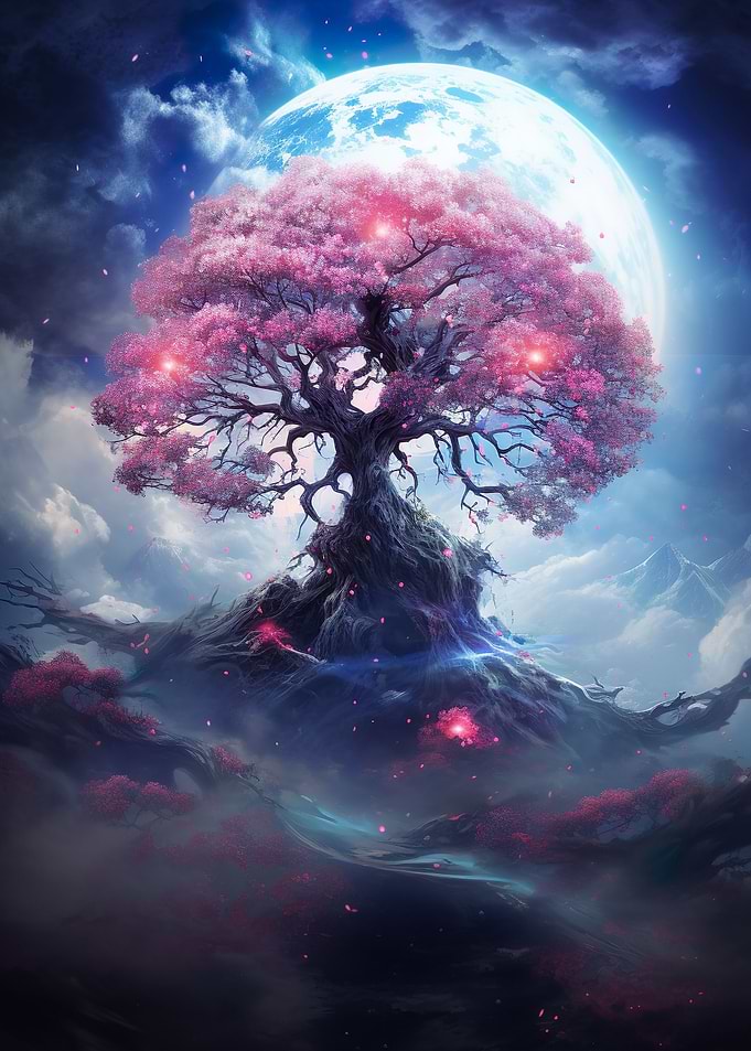 Full Moon Sakura Tree