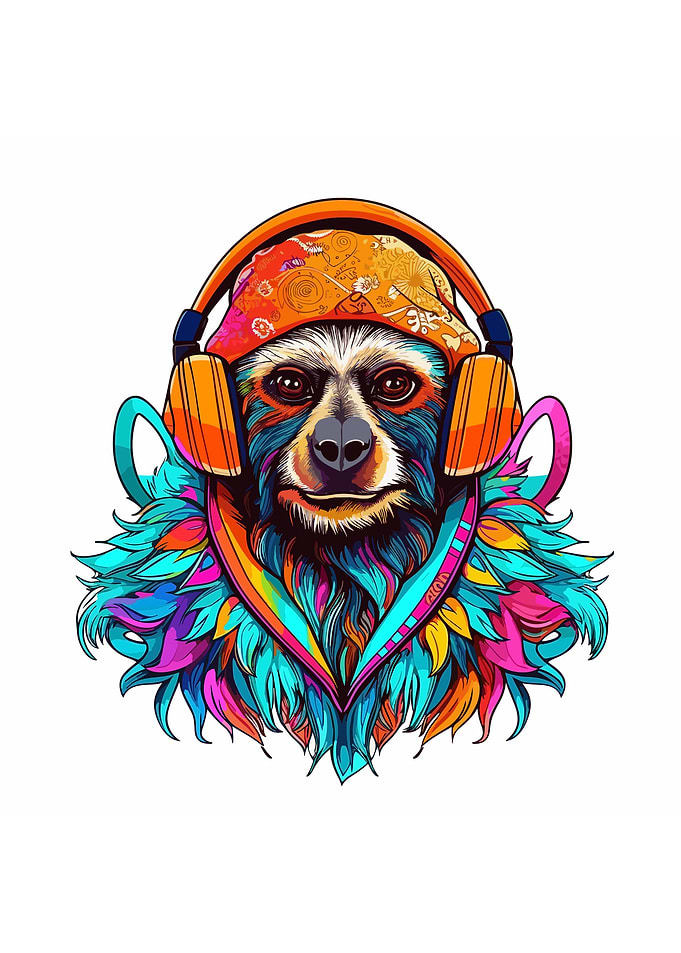 Monkey with headphones