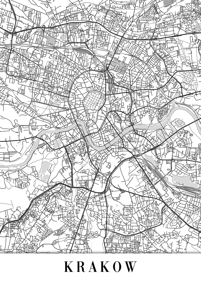 Krakow White Map