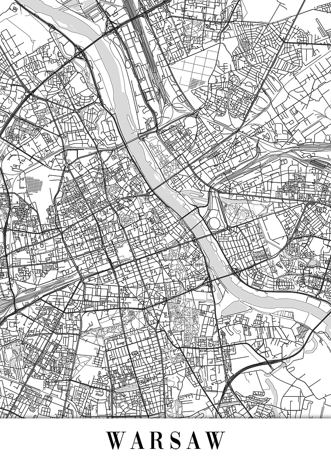 Warsaw White Map