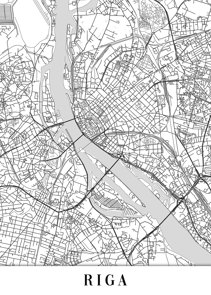 Riga White Map