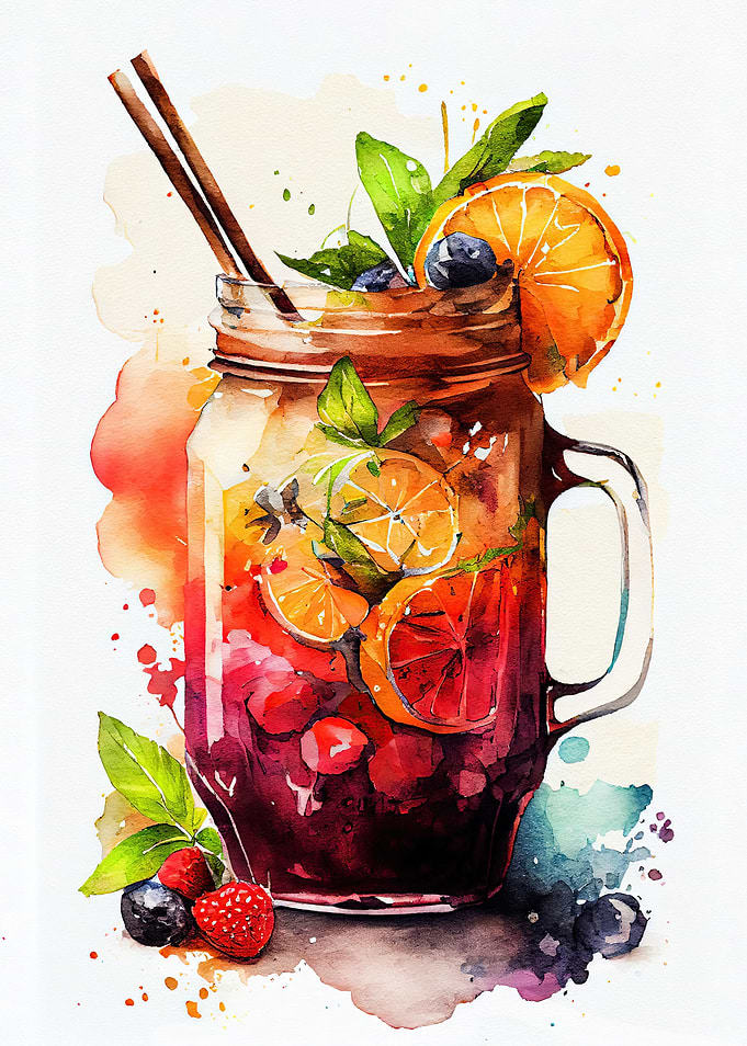 Wine and fruit drink