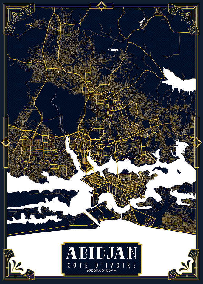 Abidjan City Map Gold