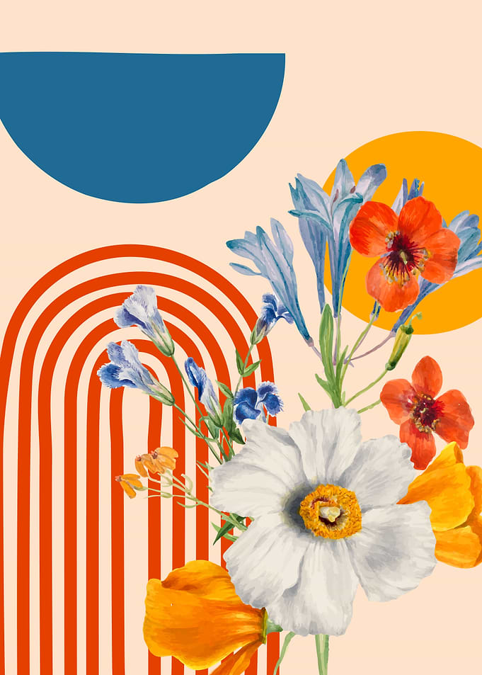 Vintage Floral Mid Century