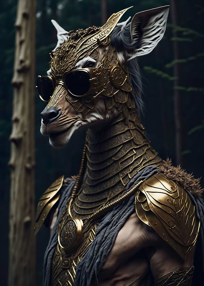 Giraffe Gladiator in Armor