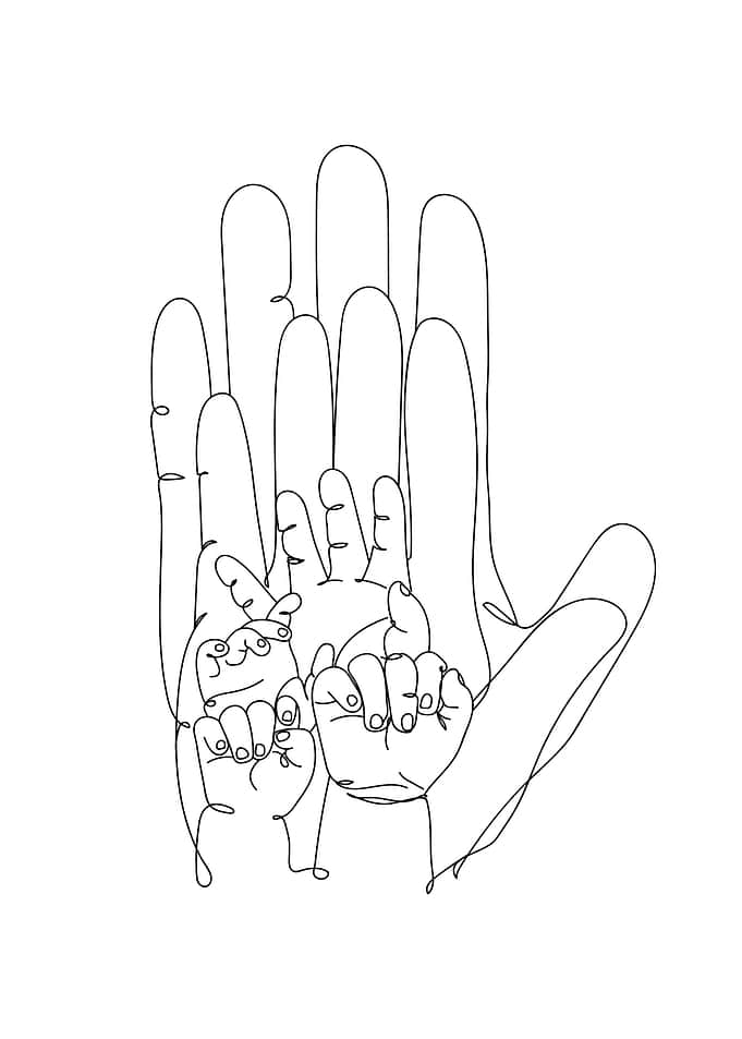 Family Hands four Babies