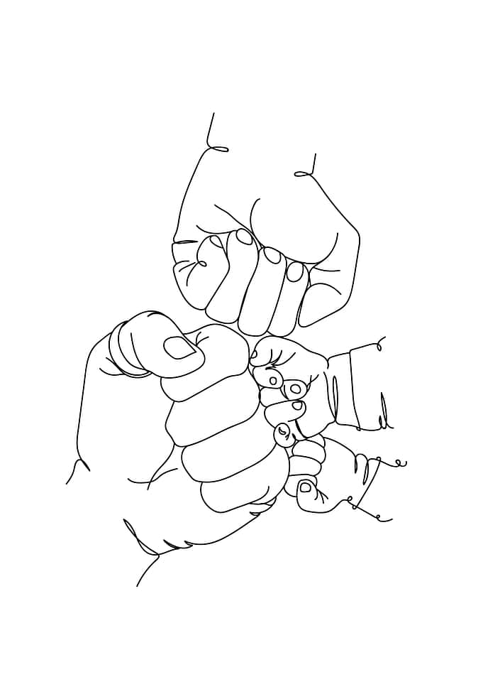 Family Fist Bump Line Art