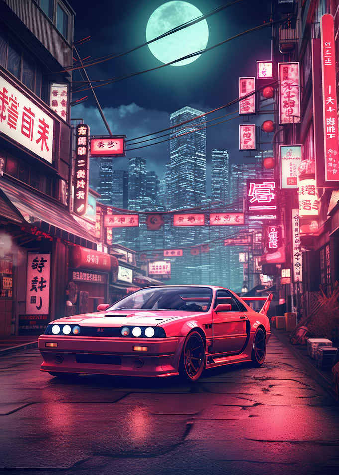 Retro neon sunset