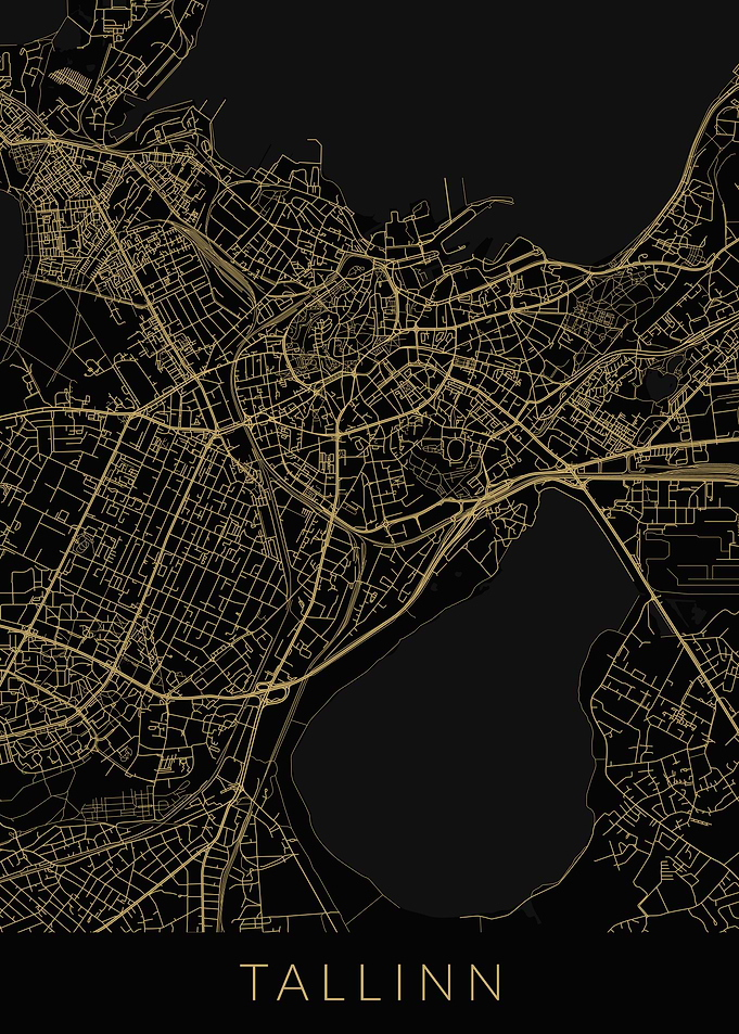 Tallinn Map Black Gold