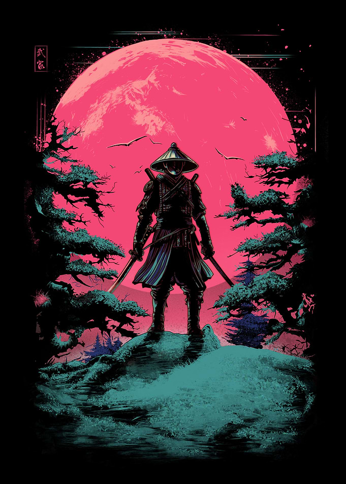 Samurai under the moon