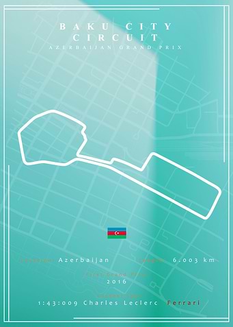 Baku Circuit F1 Track Map